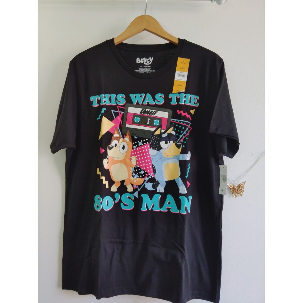 Bluey Bandit This Was the 80's Man Retro Graphic Tee Large NWT